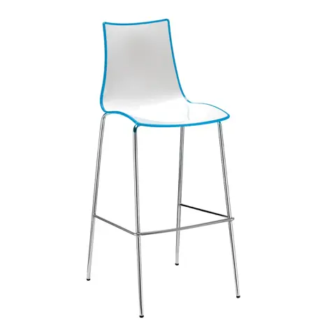 Gecko Shell Dining Stacking Stool with Chrome Legs - Blue